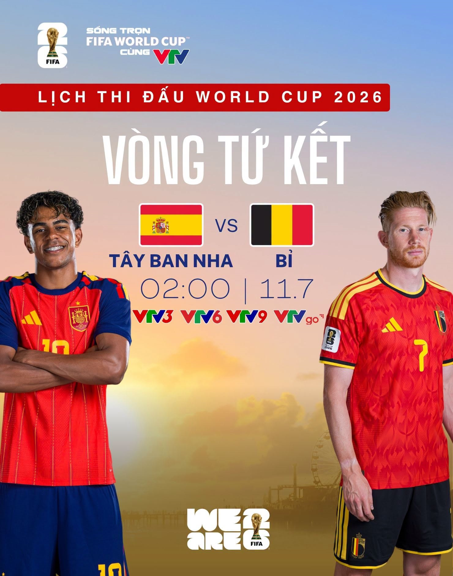 Link xem trực tiếp Tây Ban Nha và Bỉ, tứ kết World Cup 2026

